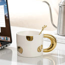Ceramic Coffee Mug, Metallic Accents, Round Handle