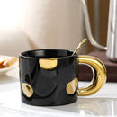 Ceramic Coffee Mug, Metallic Accents, Round Handle