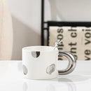 Ceramic Coffee Mug, Metallic Accents, Round Handle