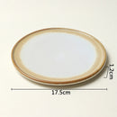 White Ceramic Flat Plate with Reactive Beige Rim