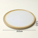 White Ceramic Flat Plate with Reactive Beige Rim