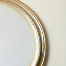 White Ceramic Flat Plate with Reactive Beige Rim