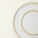 White Ceramic Flat Plate with Reactive Beige Rim
