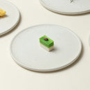 White Ceramic Flat Plate with Reactive Beige Rim