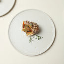 White Ceramic Flat Plate with Reactive Beige Rim