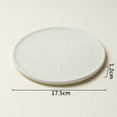 White Ceramic Flat Plate with Reactive Beige Rim