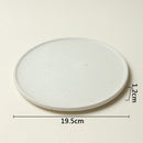 White Ceramic Flat Plate with Reactive Beige Rim