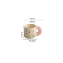 Ceramic Mug, Floral Design with Green Handle, for Coffee and Tea
