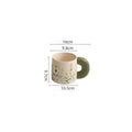 Ceramic Mug, Floral Design with Green Handle, for Coffee and Tea