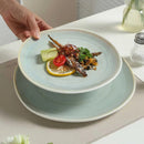 Ceramic Pasta Plate With Grey Reactive Glaze