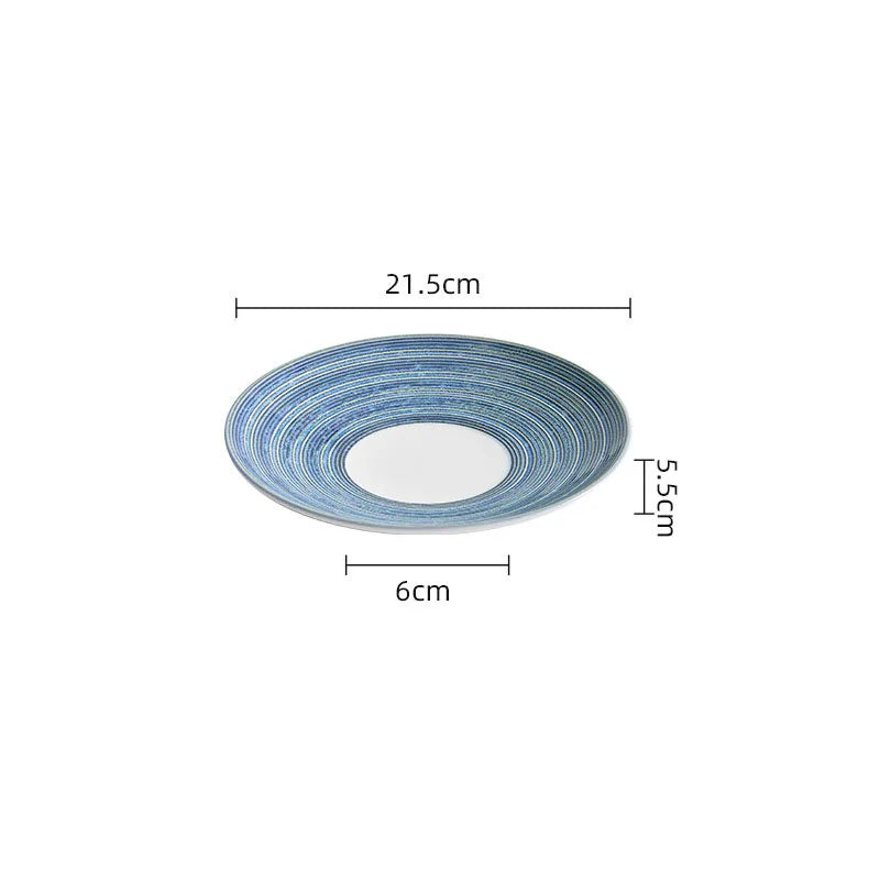 Concentric Blue Rings Ceramic Dinner Plate