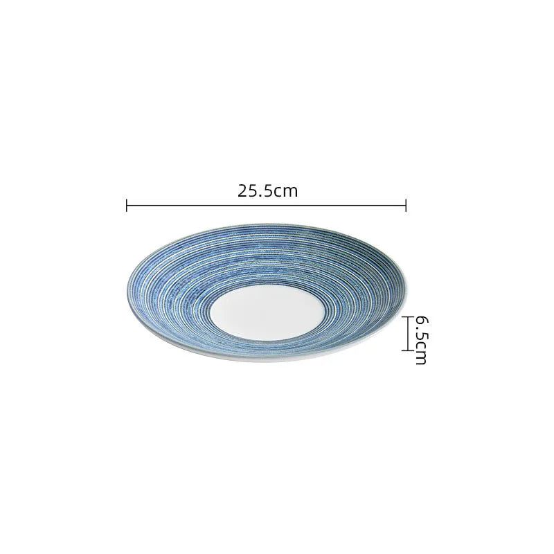 Concentric Blue Rings Ceramic Dinner Plate