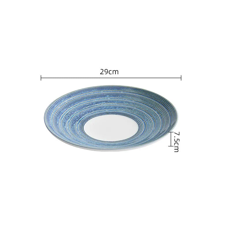 Concentric Blue Rings Ceramic Dinner Plate