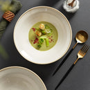 Cream Ribbed Ceramic Bowl for Pasta & Soup