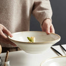Cream Ribbed Ceramic Bowl for Pasta & Soup