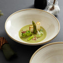 Cream Ribbed Ceramic Bowl for Pasta & Soup