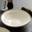 Cream Ribbed Ceramic Bowl for Pasta & Soup