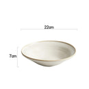 Cream Ribbed Ceramic Bowl for Pasta & Soup