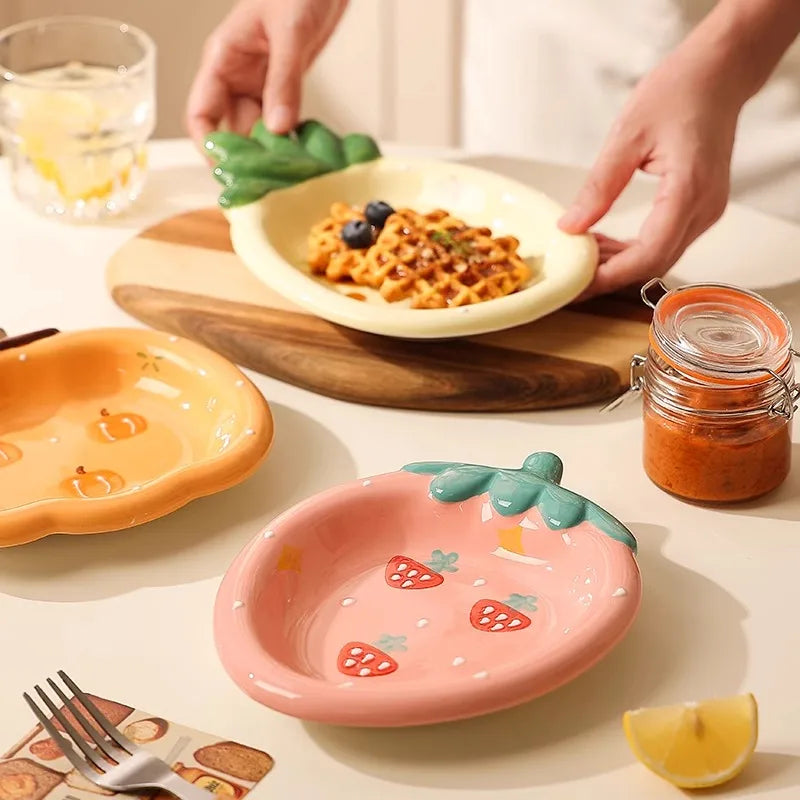 Cute Fruit Shaped Ceramic Plates for Kids