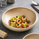 Deep Rounded Beige Ceramic Plate