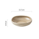 Deep Rounded Beige Ceramic Plate