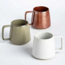 Earth Tone Ceramic Coffee Mug, Square Handle, Multiple Colours