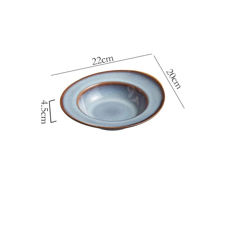 Earth Tone Ceramic Glazed Soup Pasta Plate