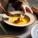 Earth Tone Ceramic Glazed Soup Pasta Plate