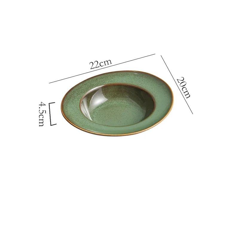 Earth Tone Ceramic Glazed Soup Pasta Plate
