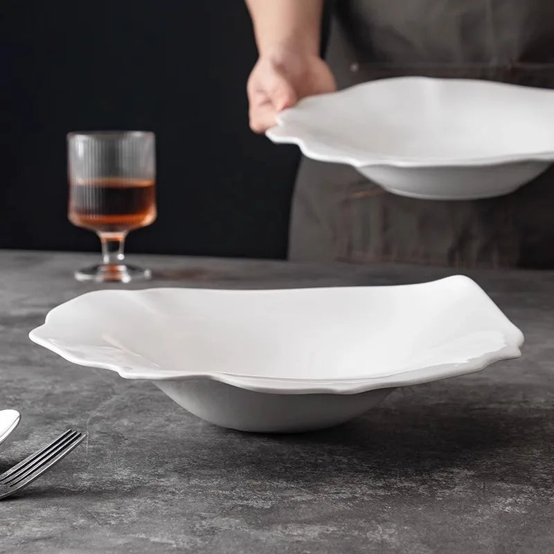 Elegant Curved Ceramic Irregular Plate