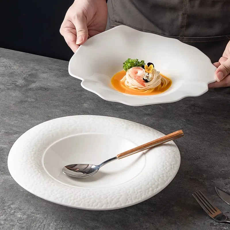 Elegant Curved Ceramic Irregular Plate