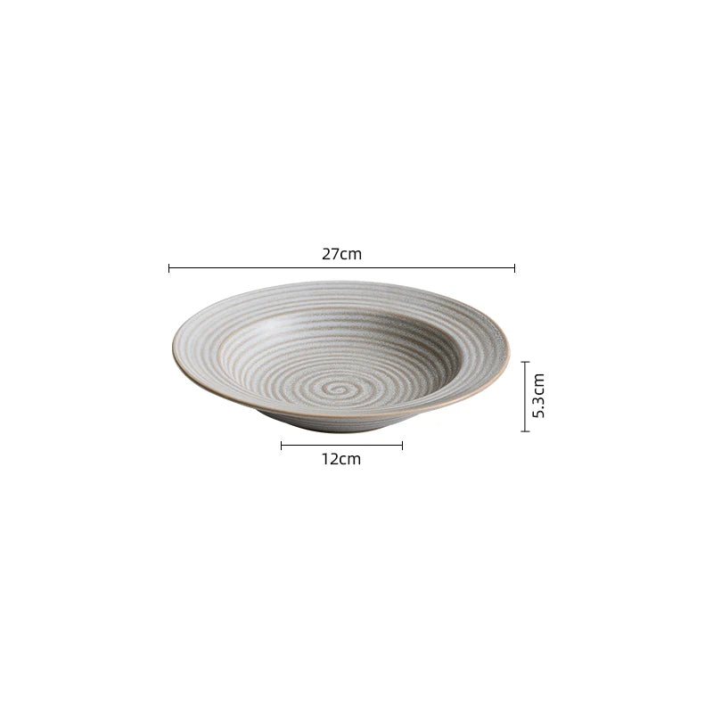 Plate With Ridges Elegant Gray Ceramic Dish with Stylish Textured Ridges