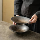 Elegant Metallic Oval Plate with Rustic Finish for Luxurious Dining