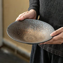 Elegant Metallic Oval Plate with Rustic Finish for Luxurious Dining