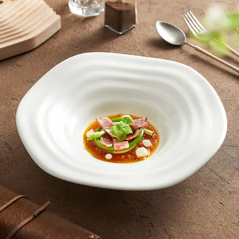 Elegant Wavy Edged Ceramic Plate