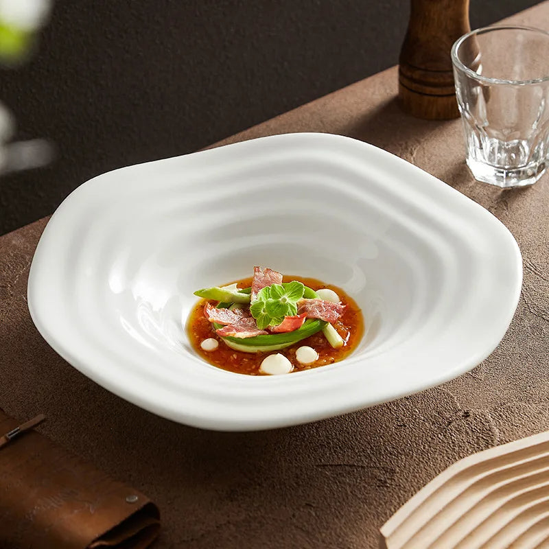 Elegant Wavy Edged Ceramic Plate