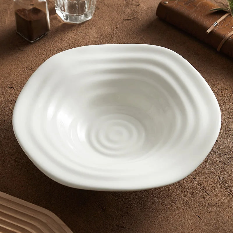 Elegant Wavy Edged Ceramic Plate