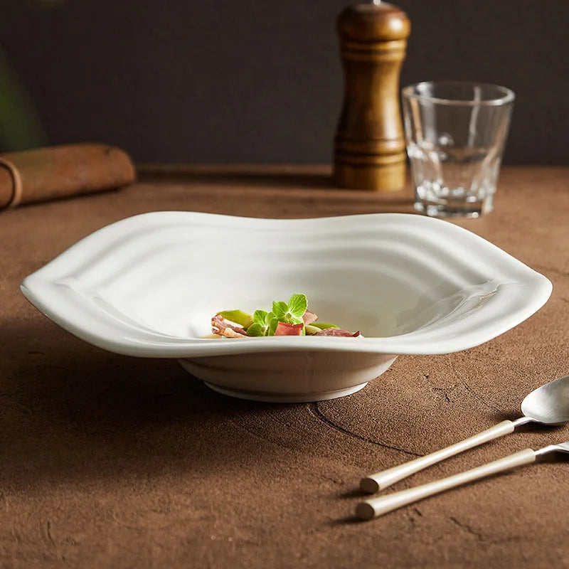 Elegant Wavy Edged Ceramic Plate