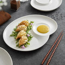 Elegant White Porcelain Plate with Sauce Dip Feature