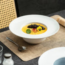 Elevated White Ceramic Soup Plate