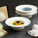 Elevated White Ceramic Soup Plate