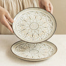 Embossed Floral Ceramic Dinner Plate