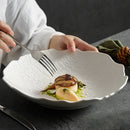 Flower-Shaped Porcelain Plate, Frosted, for Pasta and Salad, 8.6–10.6 in