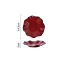 Flower Shape Red Scalloped Ceramic Bowl