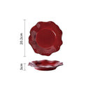 Flower Shape Red Scalloped Ceramic Bowl