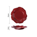 Flower Shape Red Scalloped Ceramic Bowl