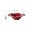 Flower Shape Red Scalloped Ceramic Bowl