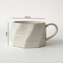 Geometric Textured Ceramic Coffee Mug, Artisan Glaze, Round Handle