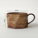 Geometric Textured Ceramic Coffee Mug, Artisan Glaze, Round Handle