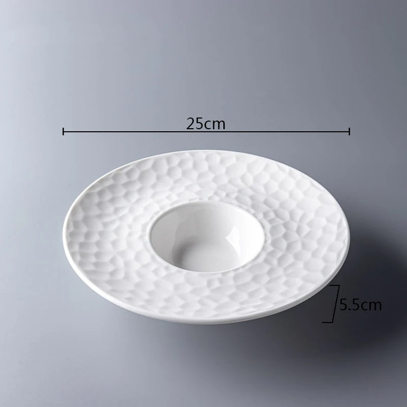 Geometric Textured Ceramic Round Plate